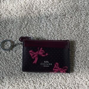 Coach Black and Pink Bow Card Holder